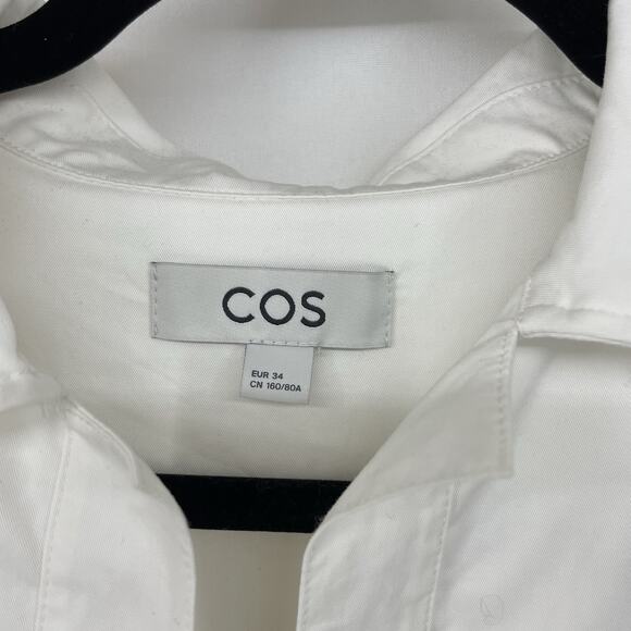 COS Size EURO 34 US 4 / S Cotton Rubab Tunic Top White Resort Wear Minimalist - Picture 6 of 8